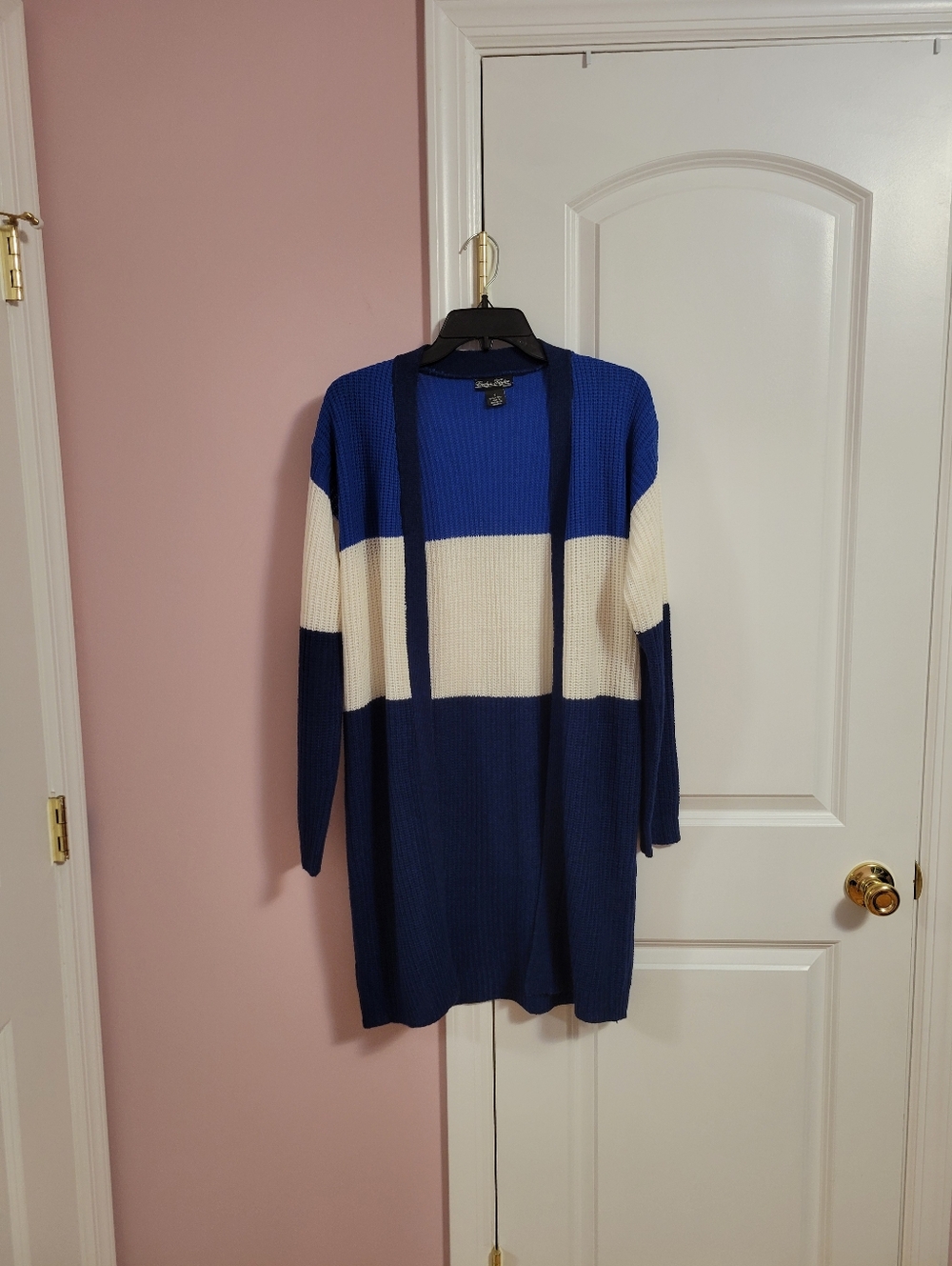 Like New Womens Evelyn & Taylor Colorblock Shaker Stitch Open Cardigan Sweater S
